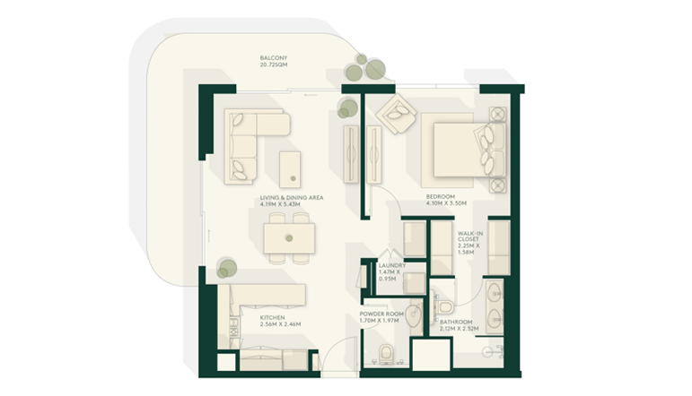 1 Bedroom Corner